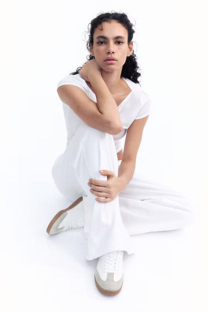 Wide Joggers - White