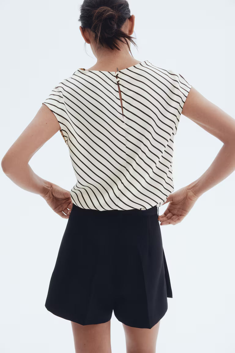 Cap-sleeved satin blouse