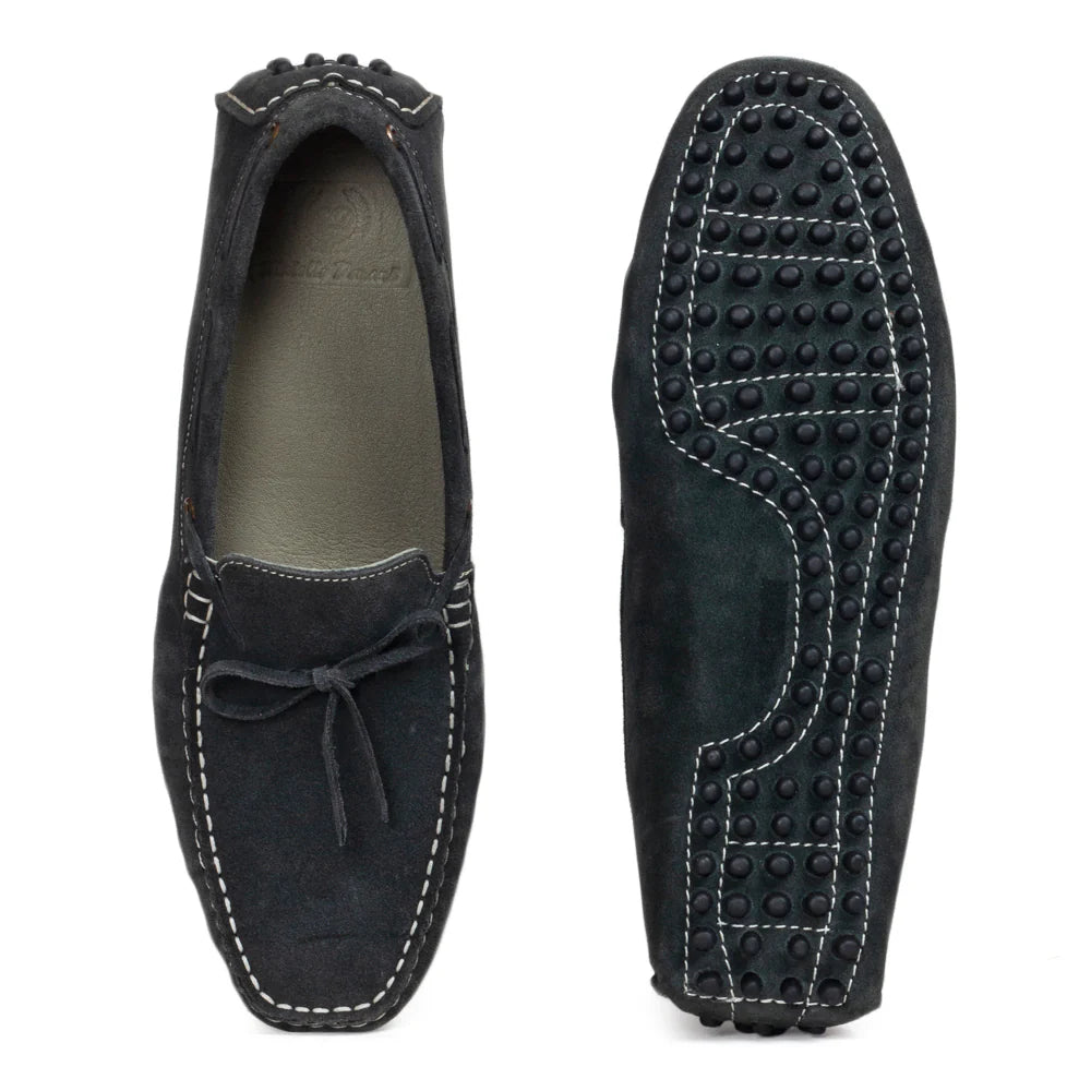 Gommino Suede Bow Loafers (Bottle Green)