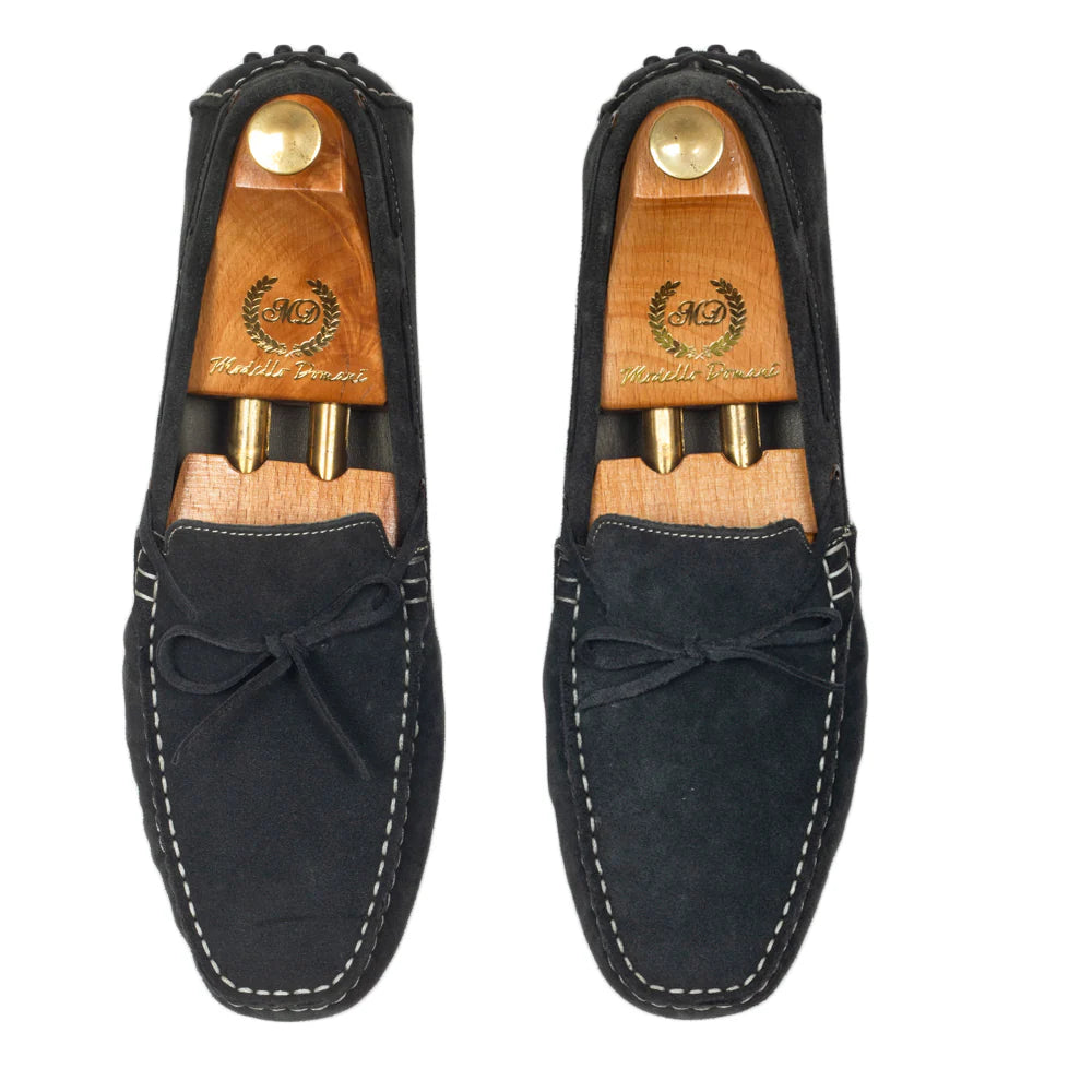 Gommino Suede Bow Loafers (Bottle Green)