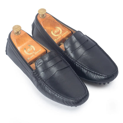 Gommino Leather Penny Loafers (Black)