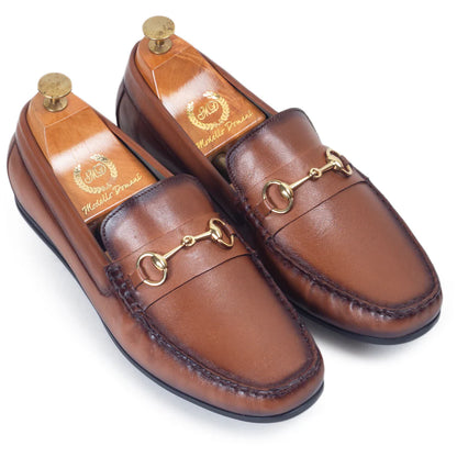 Tuscany Buckle Leather Loafers (Brown Burnish)