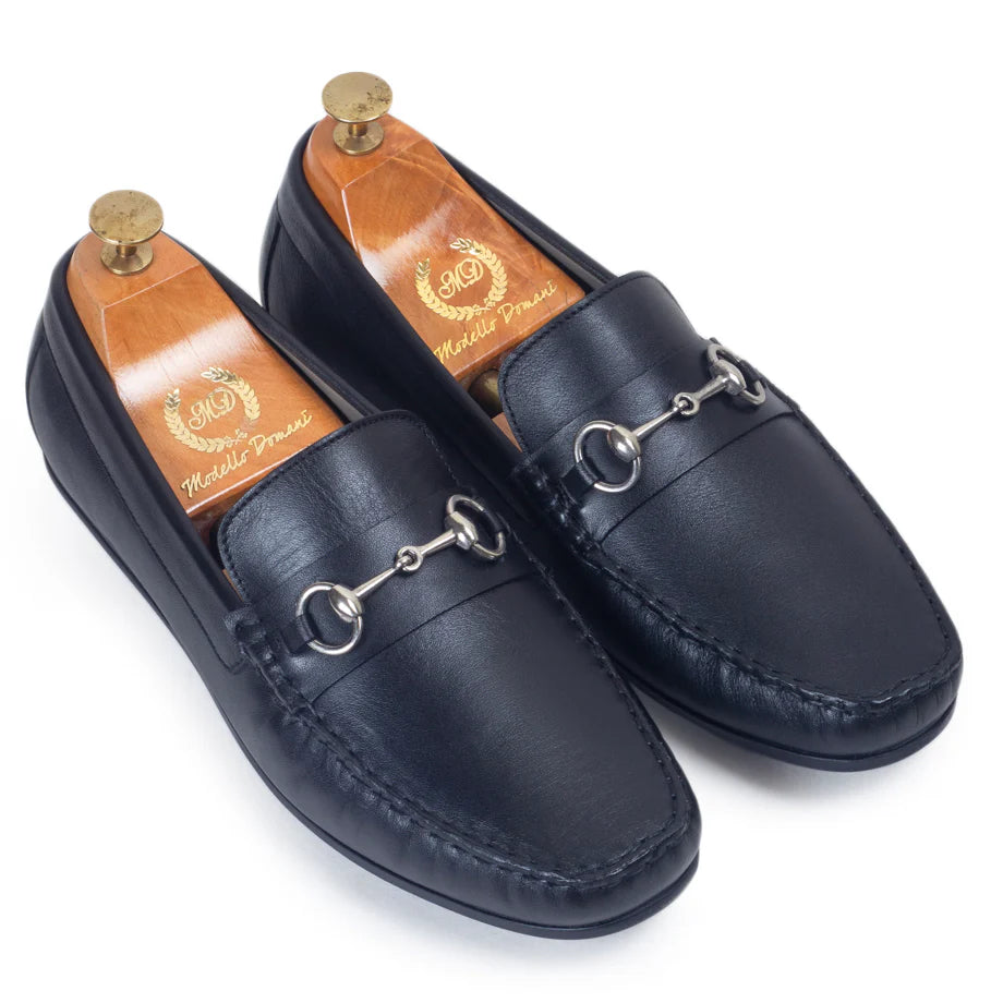 Tuscany Buckle Leather Loafers (Black)