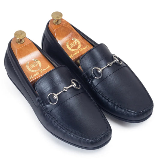 Tuscany Buckle Leather Loafers (Black)