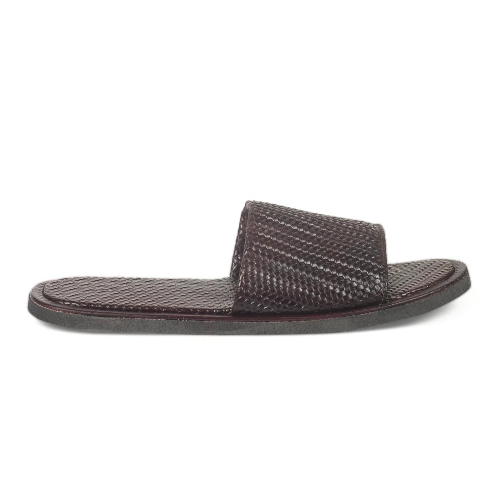 3D Textured Domani Slippers Men (Brown)