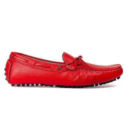 Gommino Leather Bow Loafers (Red)