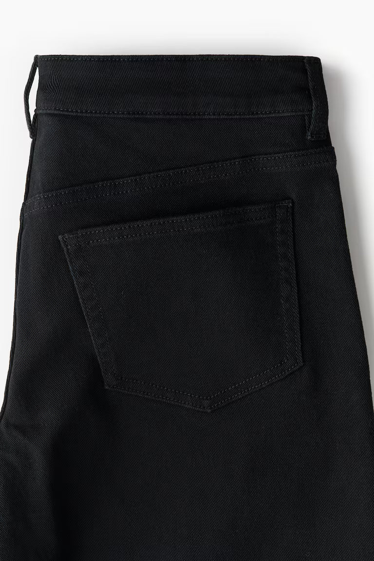 Low-waisted twill trousers