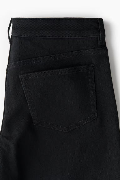 Low-waisted twill trousers