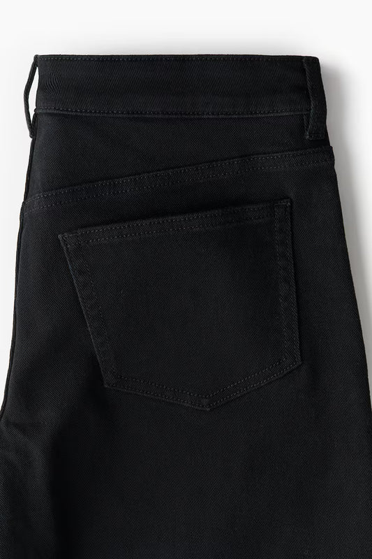 Low-waisted twill trousers