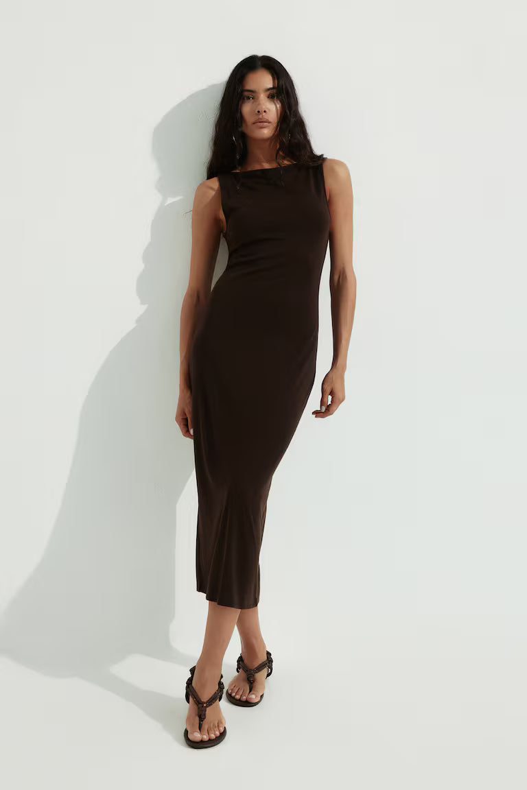 Ribbed jersey midi dress