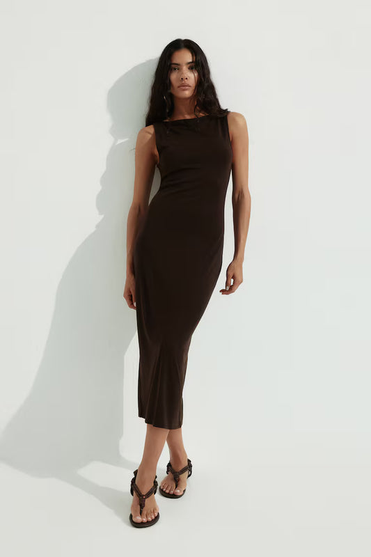 Ribbed jersey midi dress