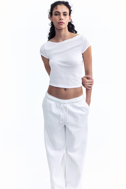 Wide Joggers - White