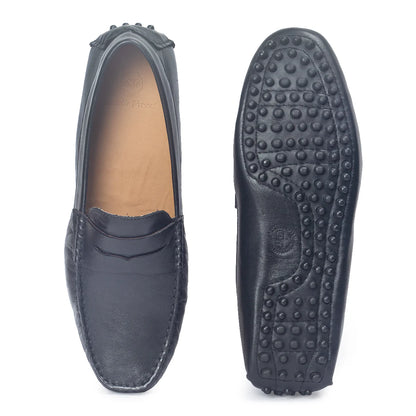 Gommino Leather Penny Loafers (Black)