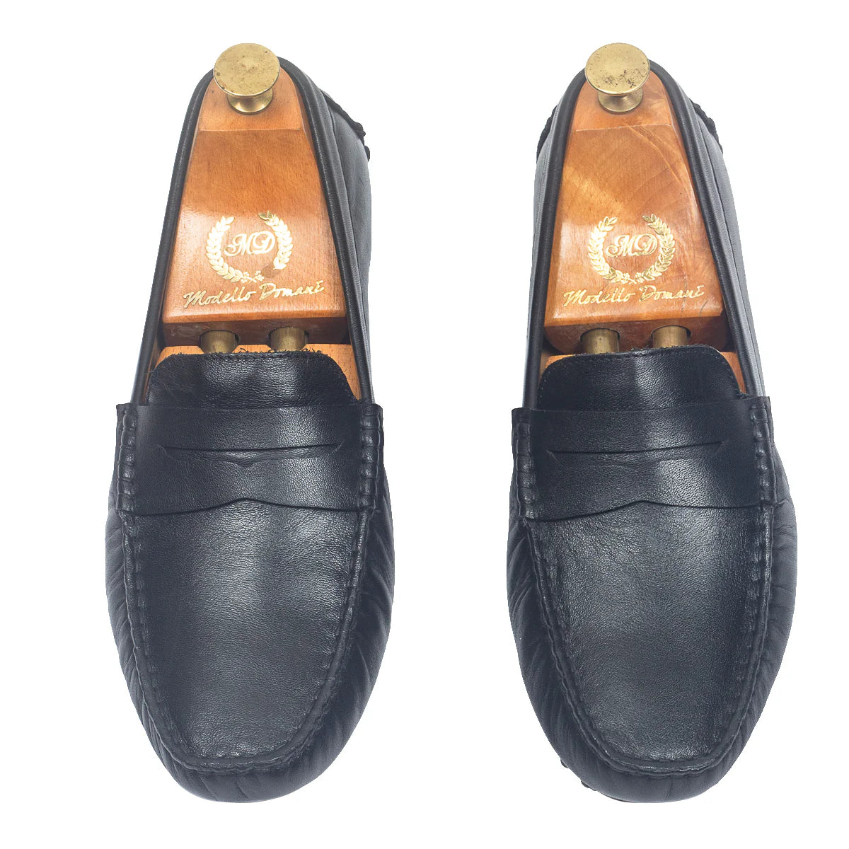 Gommino Leather Penny Loafers (Black)