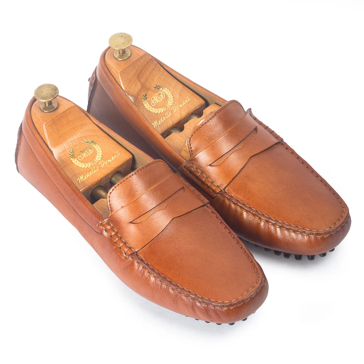 Gommino Leather Penny Loafers (Tan)