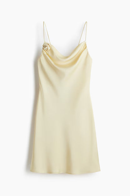 Tie-detail satin slip dress