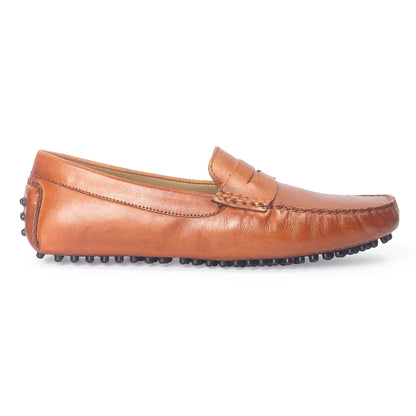 Gommino Leather Penny Loafers (Tan)