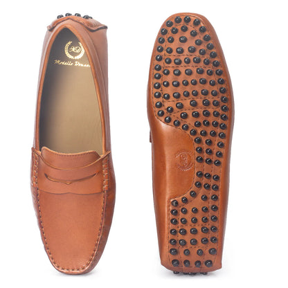 Gommino Leather Penny Loafers (Tan)