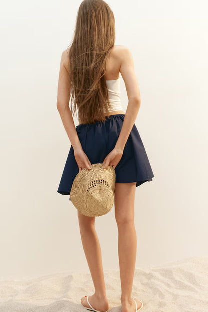 Tie-detail circular mini skirt