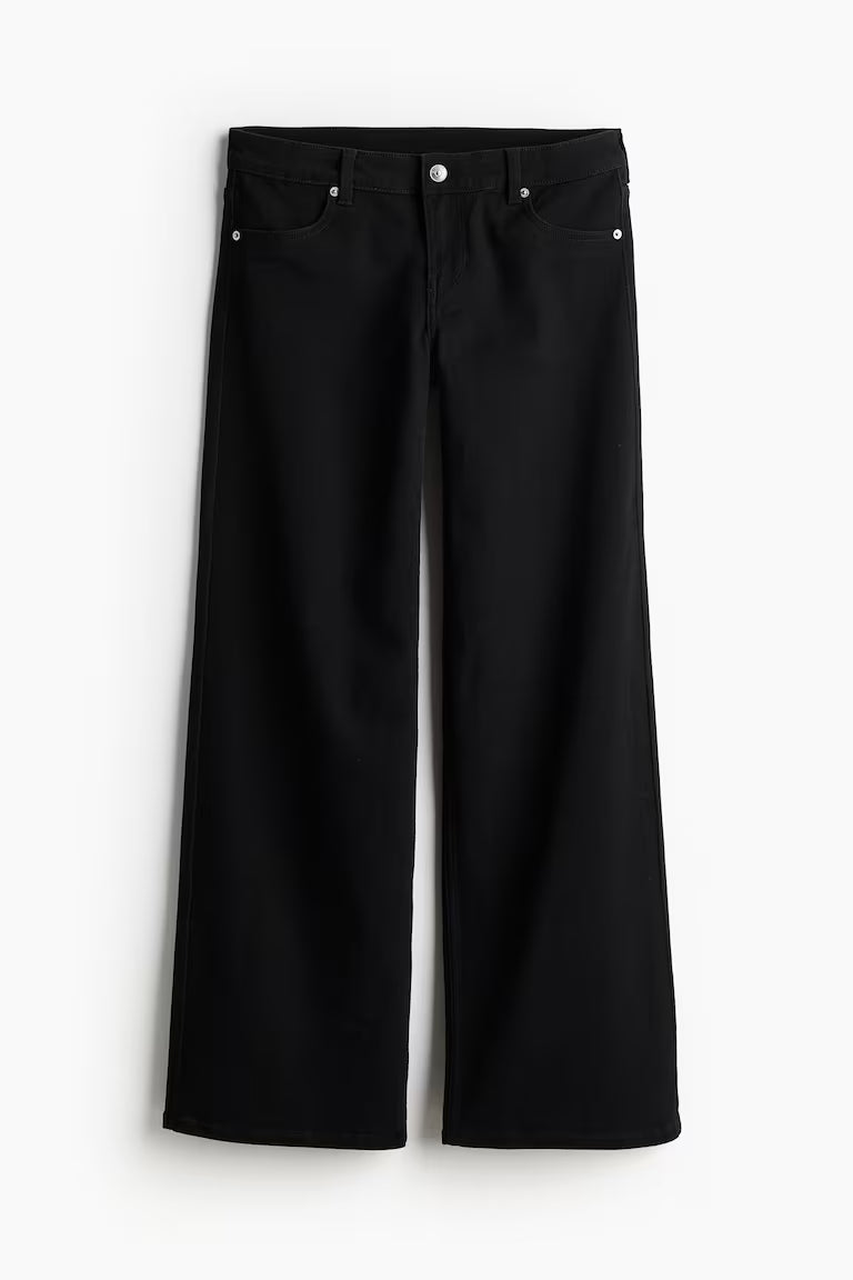 Low-waisted twill trousers