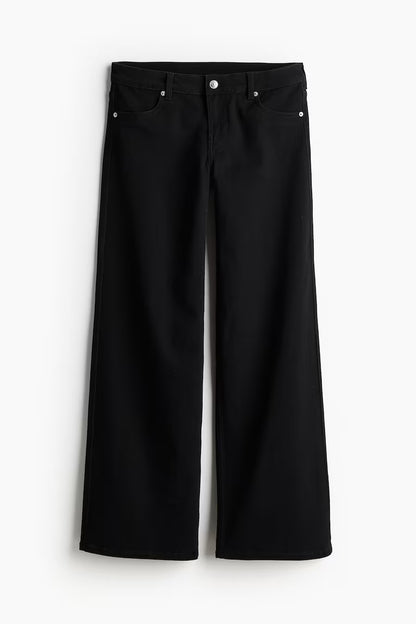 Low-waisted twill trousers
