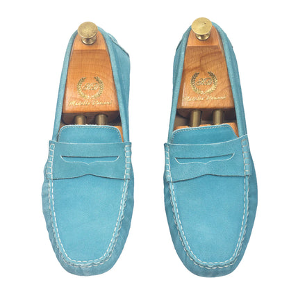 Gommino Suede Penny Loafers (Sky Blue)