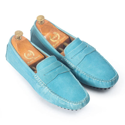 Gommino Suede Penny Loafers (Sky Blue)