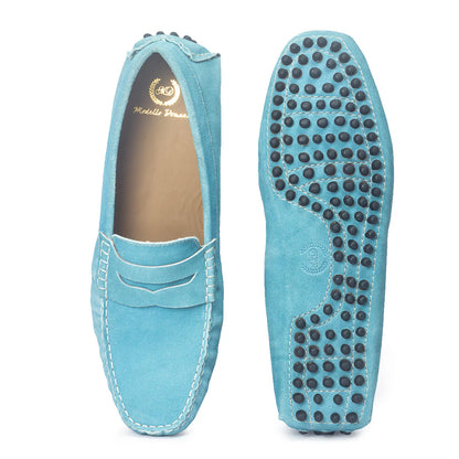 Gommino Suede Penny Loafers (Sky Blue)