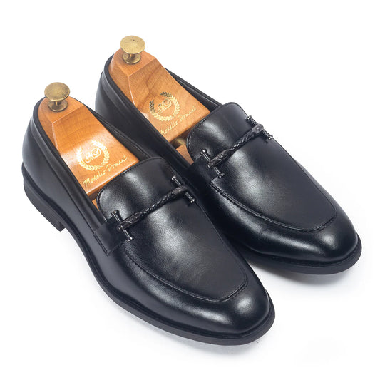 Italian Cut Knot Buckle Slipons (Black)