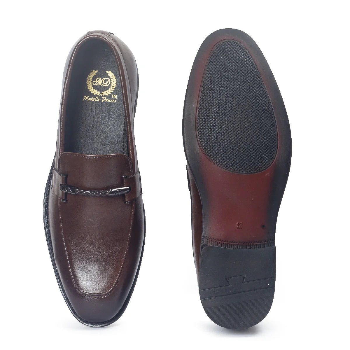 Italian Cut Knot Buckle Slipons (Brown)