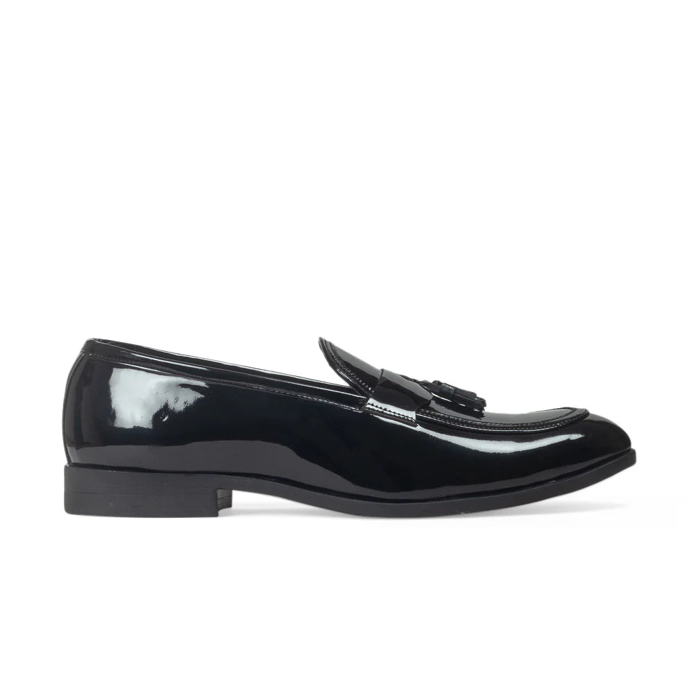 Italian Cut Tassel Penny Slipons (Patent Black)