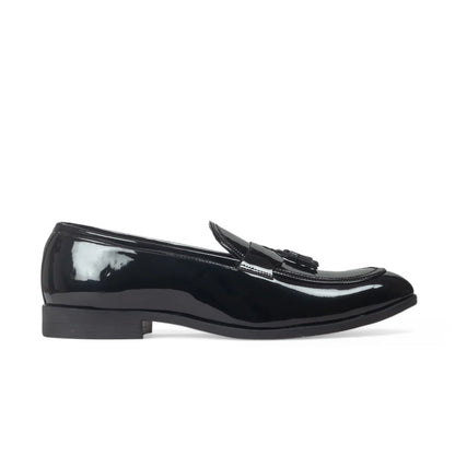 Italian Cut Tassel Penny Slipons (Patent Black)