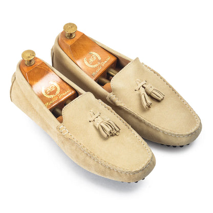 Gommino Suede Tassel Loafers (Beige)