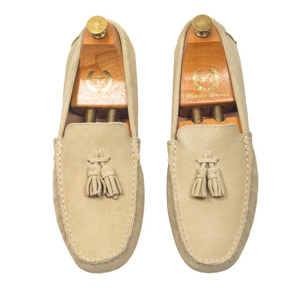 Gommino Suede Tassel Loafers (Beige)