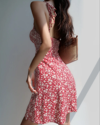 Halter Neck Floral Mini Dress