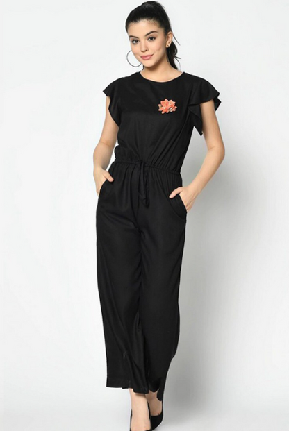 Women Black Solid Basic Jumpsuit