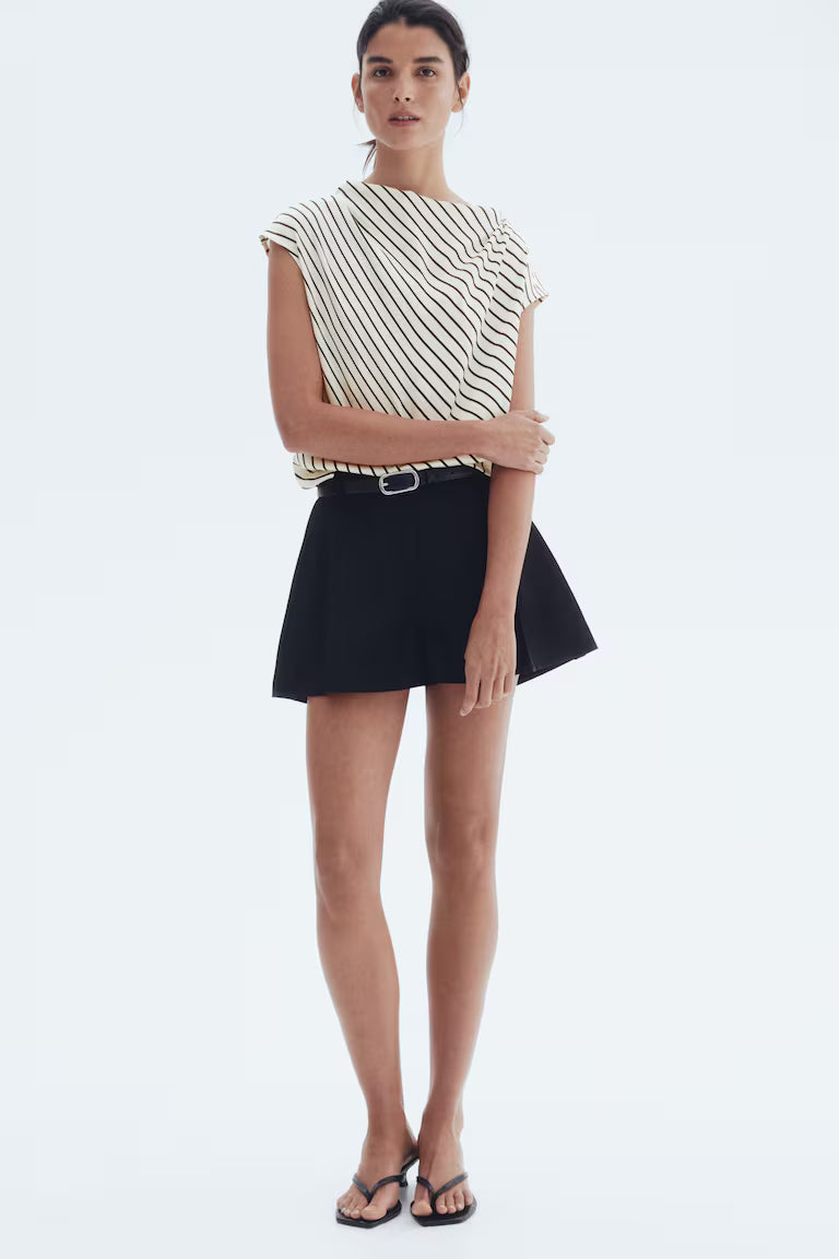 Cap-sleeved satin blouse