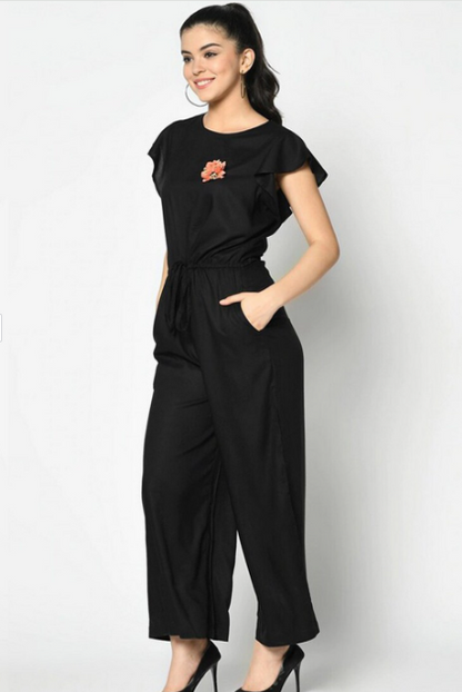 Women Black Solid Basic Jumpsuit
