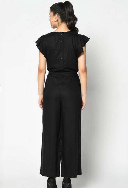 Women Black Solid Basic Jumpsuit