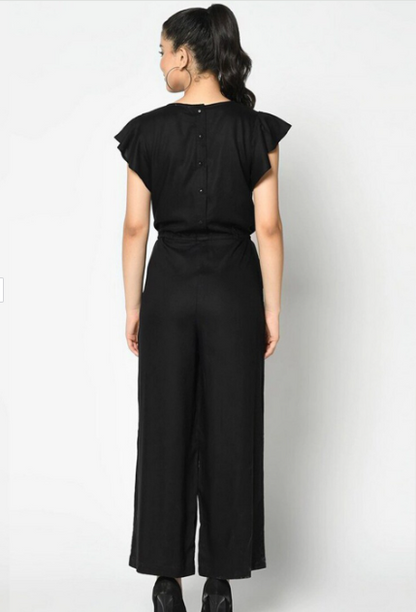 Women Black Solid Basic Jumpsuit