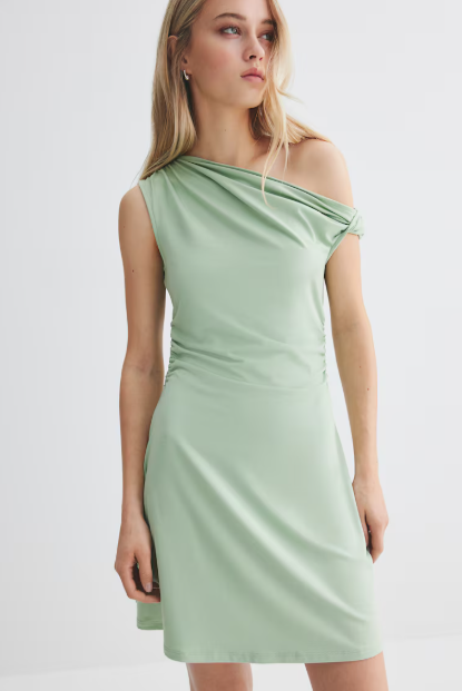 Twist-Detail One-Shoulder Dress