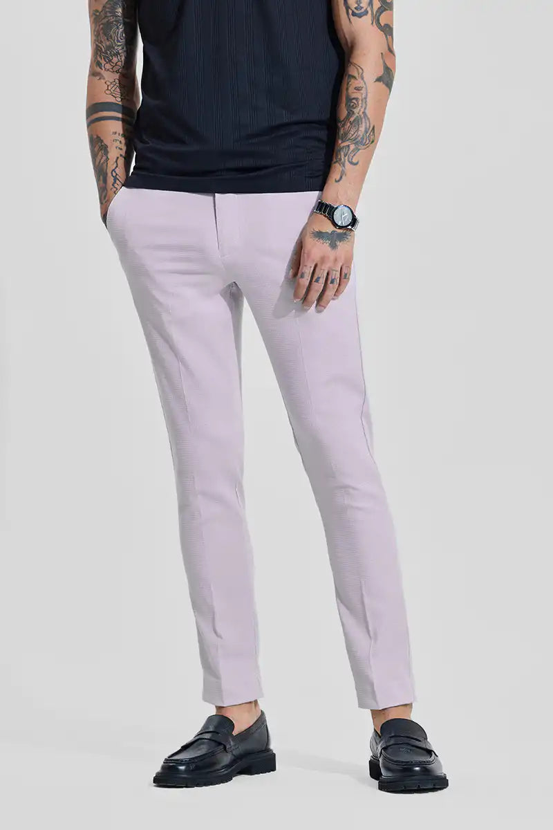 Light Grey Plain Slim Fit Trousers