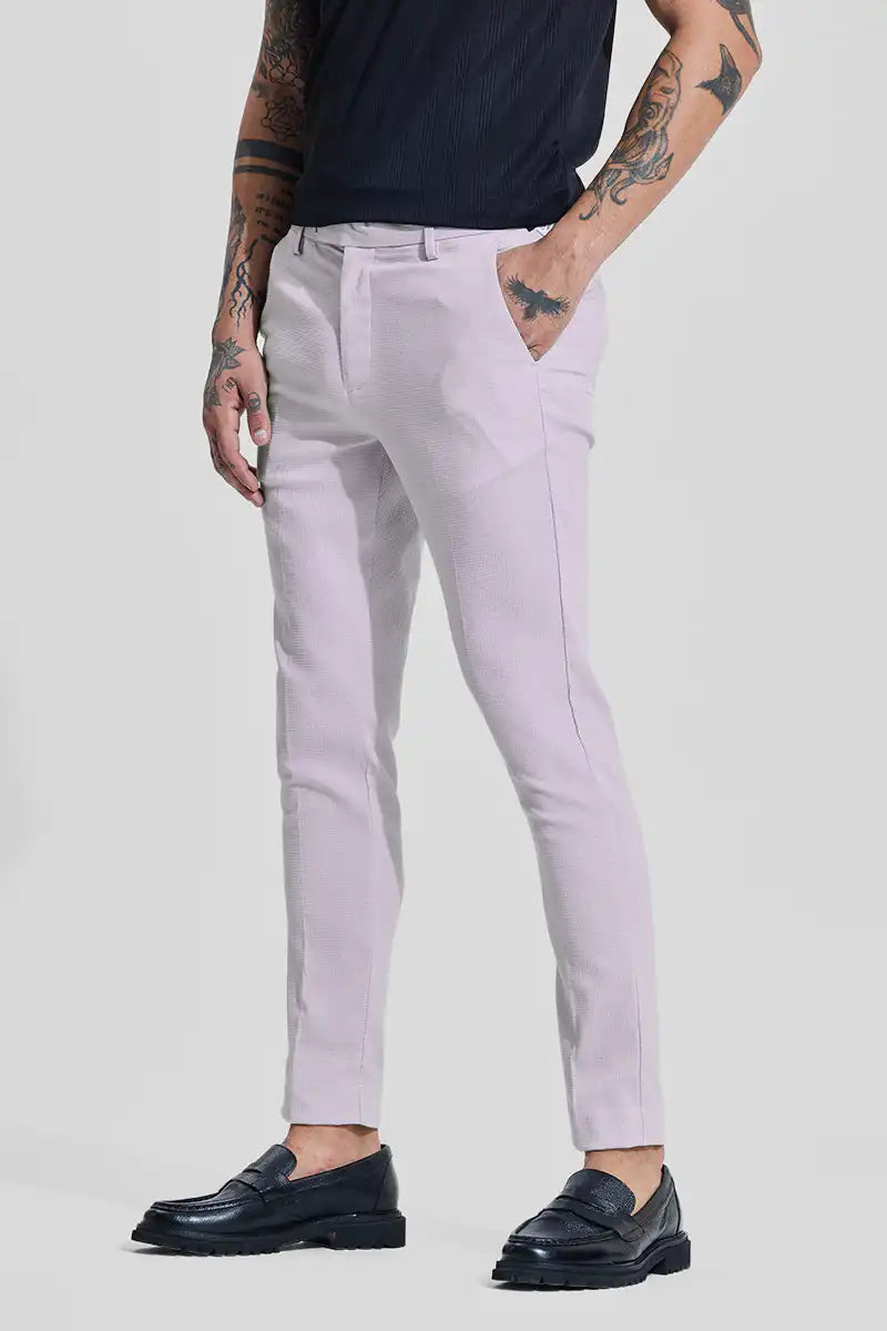 Light Grey Plain Slim Fit Trousers