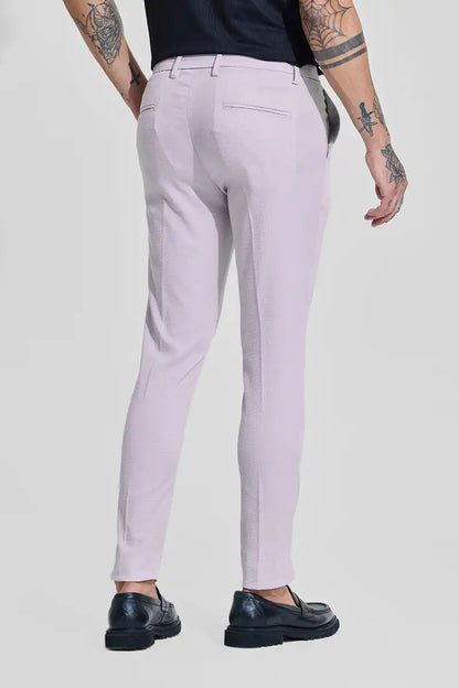 Light Grey Plain Slim Fit Trousers