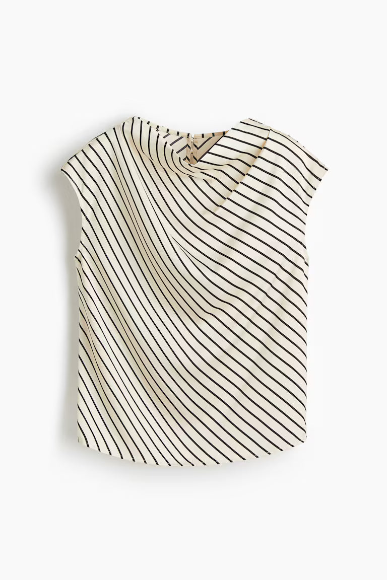 Cap-sleeved satin blouse