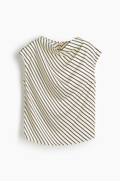 Cap-sleeved satin blouse