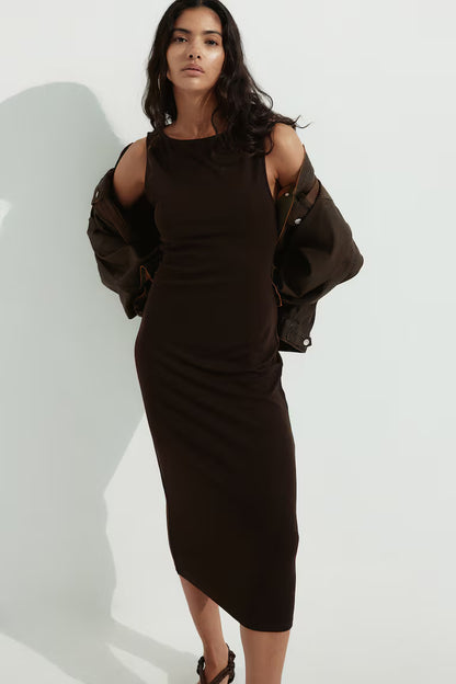 Ribbed jersey midi dress
