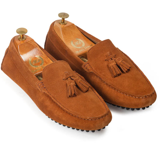 Gommino Suede Tassel Loafers (Tan)