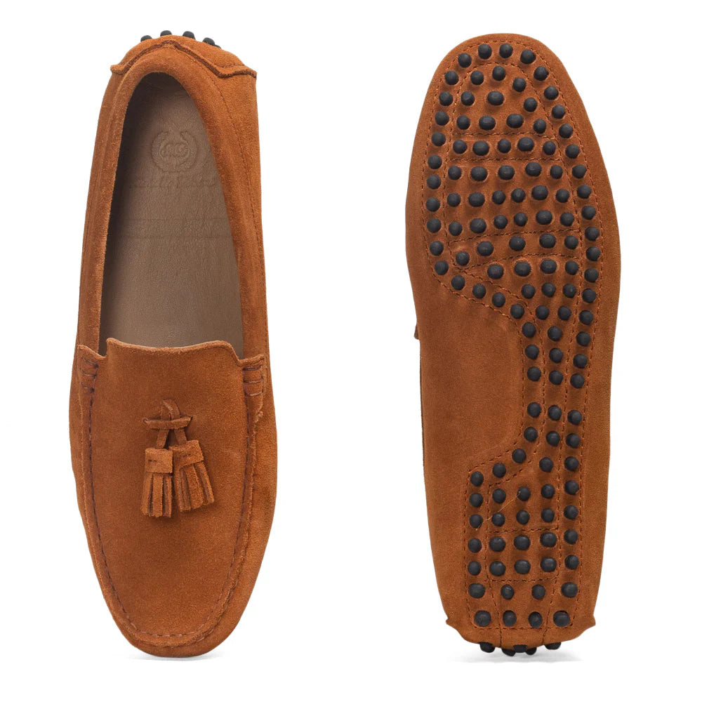 Gommino Suede Tassel Loafers (Tan)