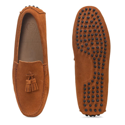 Gommino Suede Tassel Loafers (Tan)